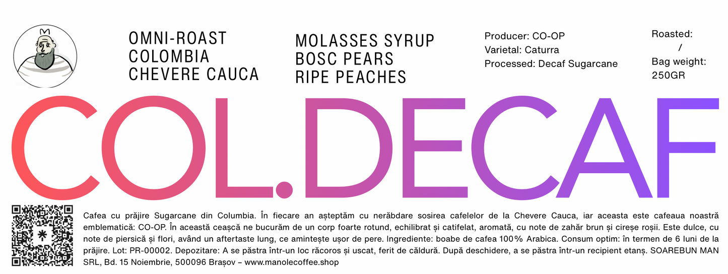 COLOMBIA DECAF – SUGAR CANE PROCESS – 86+